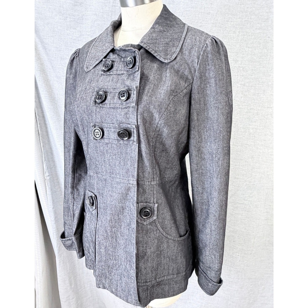 Sandro Sportswear Gray Chambray‎ Double-Breasted Blazer Petite M